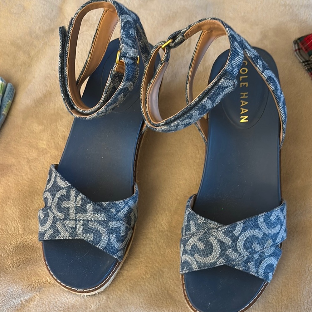 Cole Haan Blue Geometric Sandals